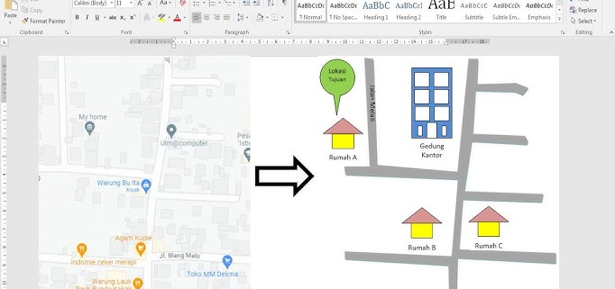 Cara Membuat Denah Lokasi dengan Google Maps di Word